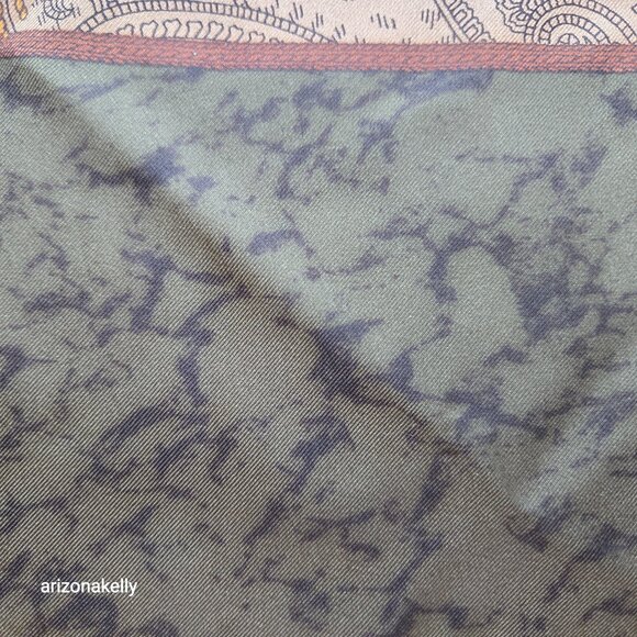 Silk Square Scarf Tassles Rope Paisley Hand-rolled - Picture 10 of 11